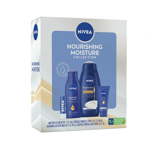 Nivea Skin Care Set For Her Nourishing Body Wash Moisturizing Body Lotion Lip Balm Stick With Shea Butter & Hand Cream 4 Piece  Set