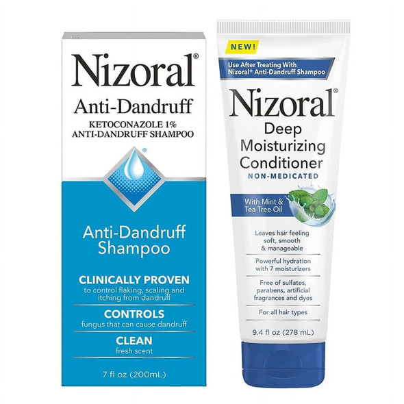 Nizoral Anti-Dandruff Shampoo 7 Oz + Deep Moisturizing Conditioner 9.4 Oz Bundle