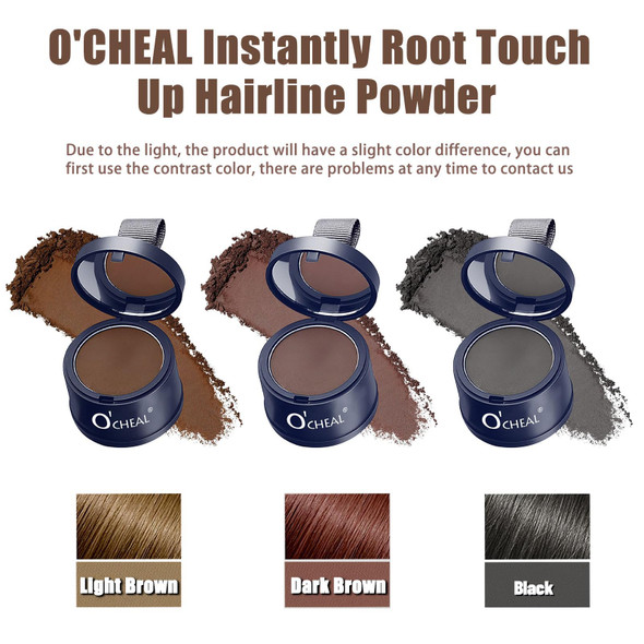O'Cheal Black Hairline Powder Hair Loss Cover Up Powder Hair Fibers For Thinning Hair Instantly Root Touch Up Hair Color For Gray Hair Coverage Sweatproof Hairline Shadow Powder For Men And Women