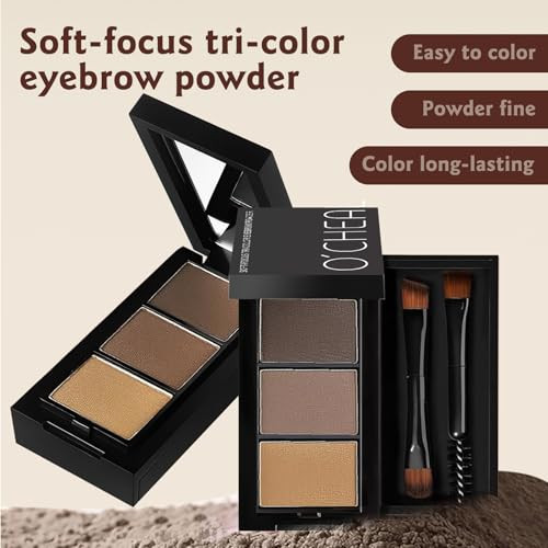 O'Cheal 3Color Eyebrow Powder Black Brown Lift Eyebrow Professional Waterproof Cosmetic Eye Shadow Palette With Brush