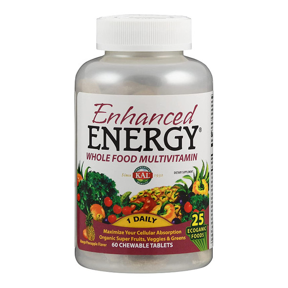 Kal Enhanced Energy Tropical Tablets, 60 Count