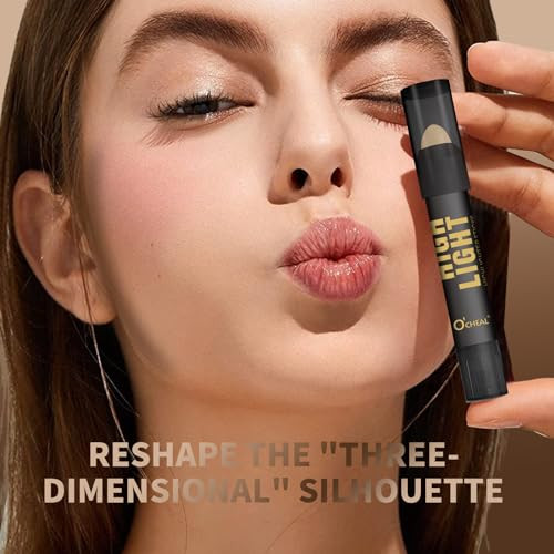 O'Cheal 2 Pcs Cream Contour Sticks - Moisturize Highlighter And Bronzer Stick - Lightweight & Powder- & Long-Lasting - Easy Face Contouring For A Naturally Soft Makeup Look