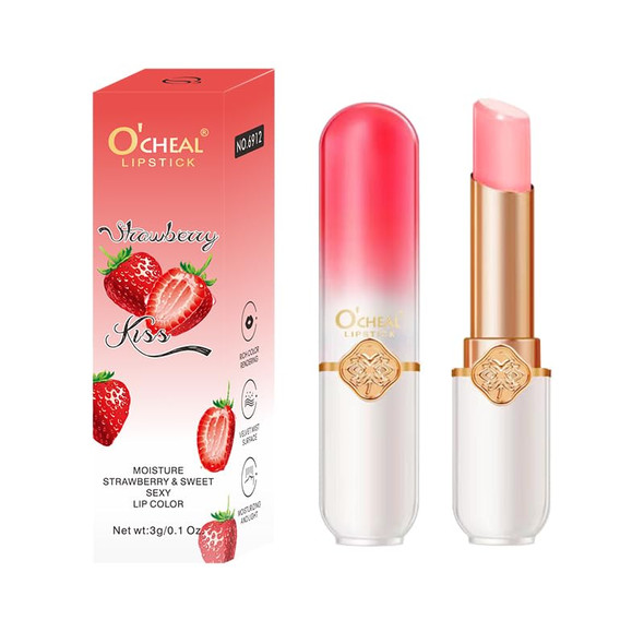 O'Cheal Color Fruit Lipstick Peach Temperature Changing Lip Balm Moisturizing Waterproof Long Lasting Moisturizes Lip Balm
