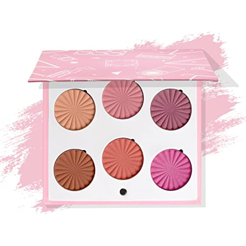 Ofra Mini Mix Face Palette Blushful - Blush Palette For Cheeks - 6 Pigmented Pressed Powder Shades - Travel-Friendly And Cruelty- Face Makeup Palette - Refillable Pans