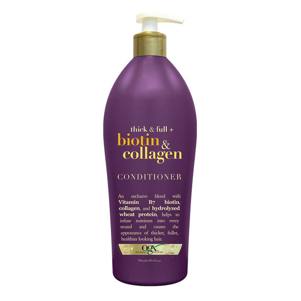 Ogx Thick & Full Biotin & Collagen Conditioner Salon Size 25.4 Ounce Bottle W/ Pump Paraben  Sulfate  Sustainable Ingredients Nourishing And Strengthening