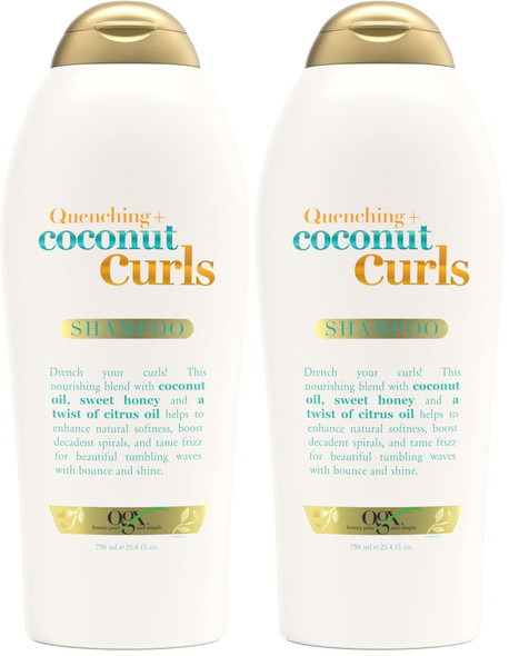Ogx Quenching + Coconut Curls Moisturizing Shampoo For Curly Hair Detangling Curl Enhancing 25.4 Fl Oz