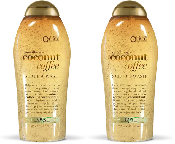Ogx Smoothing + Coconut Coffee Exfoliating Body Scrub With Arabica Coffee & Coconut Oil Moisturizing Body Wash For Dry Skin Paraben- With Sulfate- Surfactants 19.5 Fl Oz