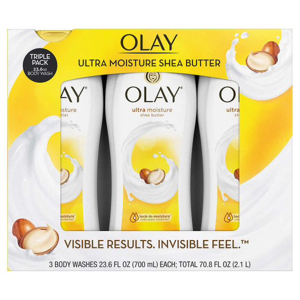 Olay Body Wash For Women Ultra Moisture 24Hr Moisturizing Hydrating & Refreshing B3 Vitamin Complex  Of Parabens & Phthalates For All Skin Types Shea Butter Scent 22 Fl Oz (Pack Of 4)