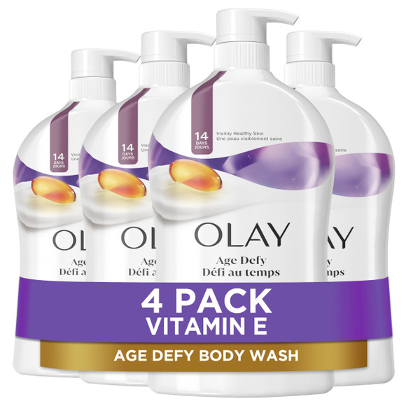 Olay Body Wash For Women Age Defying With Vitamin E 24Hr Moisturizing Hydrating & Refreshing B3 Vitamin Complex  Of Parabens & Phthalates For All Skin Types Scented 22 Fl Oz (Pack Of 2)