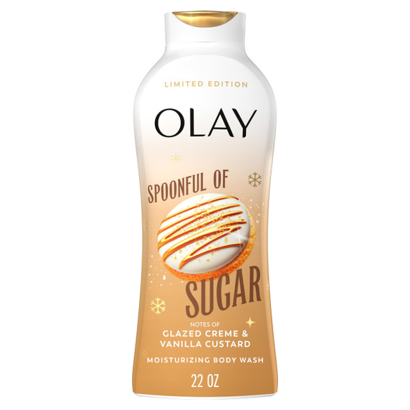 Olay Body Wash For Women Hydrating & Moisturizing Holiday Edition With Plant Based Bodyworks Cleansers B3 Complex For All Skin Types Spoonful Of Sugar With Glazed Crãƒæ’Ã‚¨Me & Vanilla Custard Scent 22 Fl Oz