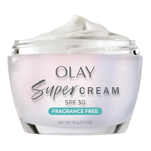 Olay Super Cream With Sunscreen Spf 30 Fragrance  Lightweight Face Moisturizer With Sun Protection 5-In-1 Skin Care - Hydrating Brightening Firming - Niacinamide Vitamin C Collagen 1.7 Oz