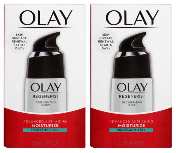 Olay (Pack Of 2) 0Lay Regenerist Regenerating Serum Fragrance- 1.7 Fl Oz (50 Ml) Each - Advanced Anti-Aging Moisturizer