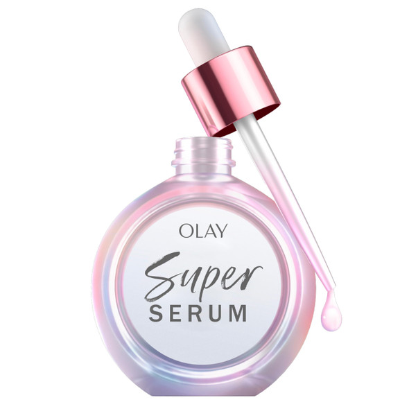 Olay Super Serum - Niacinamide Vitamin C & E Collagen Peptide Aha - 5-In-1 Skin Care Benefits For Face - Healthy Glow Brightening Hydrating Smoothing Firming Evens Tone Anti-Aging 1.0 Oz