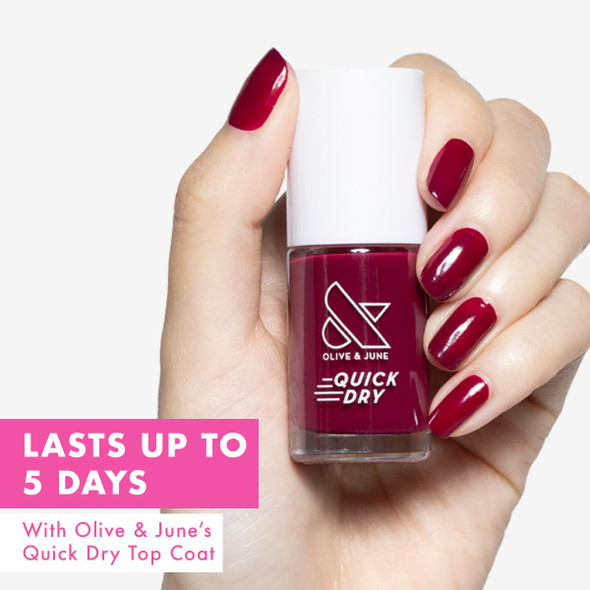 Olive & June Quick Dry Nail Polish  Instant Fast-Drying Smudgeproof Color  15- Vegan Cruelty- Formula  Lasts Up To 5 Days  Salon-Quality Manicure Pedicure At Home  Sugarcoat Shimmery Pink