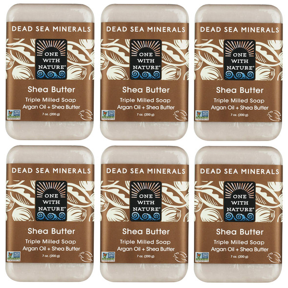 One With Nature Shea Butter Dead Sea Mineral Soap 7 Ounce Bars (Pack Of 6)