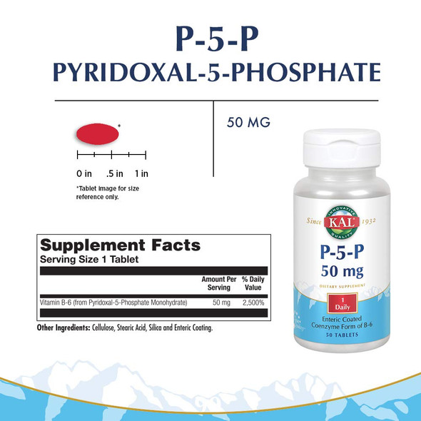 Kal 50 Mg B-6 Pyridoxal-5-phosphate Tablets, 50 Count