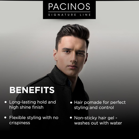 Pacinos Sleek - Signature Extra Hold Pomade With Shine Long Lasting Definition All Hair Types 2 Fl. Oz.