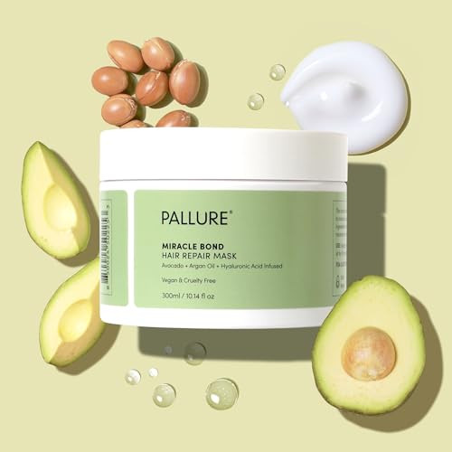 Pallure Miracle Bond Mask To Support Thicker Voluminous Fuller Looking Hair Infused With Hyaluronic Acid Biotin Avocado And Argan Oil 8.45 Fl Oz