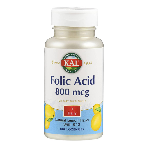 Kal 800 Mcg Folic Acid Methyl B-12 Tablets, Raspberry, 60 Count