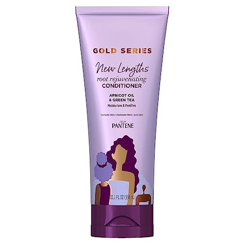 Pantene Gold Series Root Rejuvenating Conditioner With Apricot Oil & Green Tea Moisturizes & Fortifies For Natural Textured Curly Coily Hair Sulfate  11.1 Fl Oz
