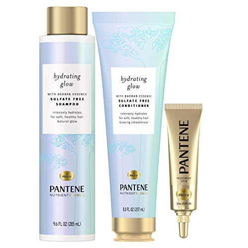 Pantene Shampoo And Conditioner Plus Hair Mask Rescue Shot Treatment With Baobab Essence/Nutrient Blends For Hydrating Glow White