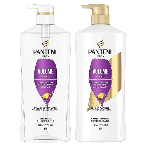 Pantene Shampoo Conditioner And Hair Treatment Set Volume & Body For Fine Hair Safe For Color-Treated Hair
