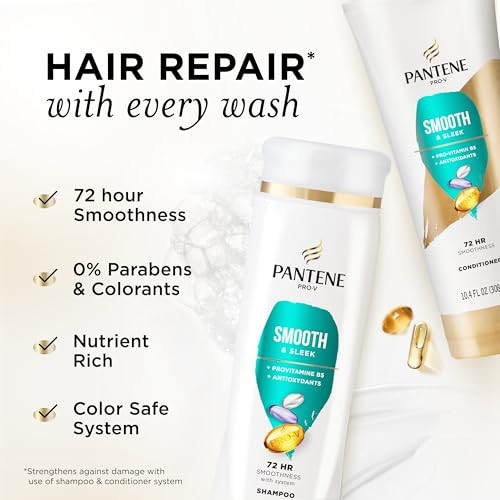 Pantene Pro-V Smooth & Sleek Shampoo + Conditioner Dual Pack Shampoo 12Oz/Conditioner 10.4Oz