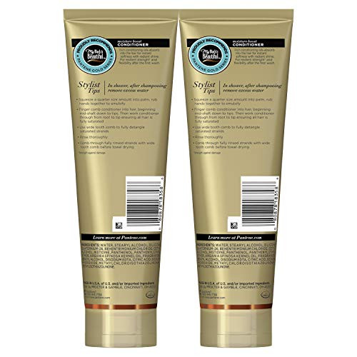 Pantene Sulfate And Paraben  Conditioner With Argan Oil Pro-V Gold Series For Natural And Curly Textured Hair 8.4 Fl Oz Twin Pack