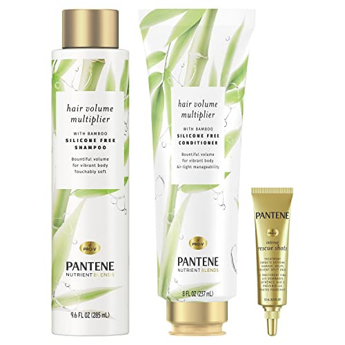 Pantene Volumizing Shampoo With Bamboo Nutrient Blends Hair Volume Multiplier For Fine Hair 9.6 Fl Oz Pack Of 4