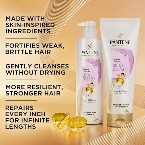 Pantene Pro-V Miracles Infinite Lengths Biotin + Collagen Sulfate- Shampoo 13.5 Fl Oz