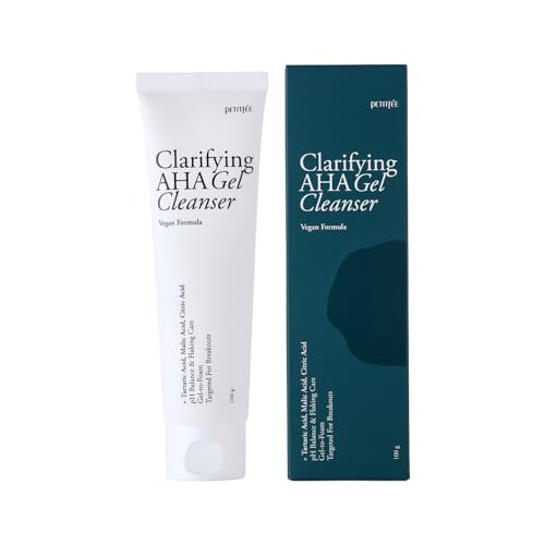 Petitfee Clarifying Aha Gel Cleanser 3.38 Fl. Oz. (100Ml) - Vegan Facial Cleansing Foam With Triple-Aha Bha Lha Mild Exfoliating Cleanser Tea Tree Leaf Centella Asiatica Madecassoside Calming Soothing