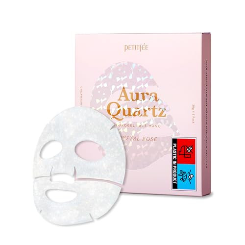 Petitfee Aura Quartz Hydrogel Face Mask Crystal Rose 30G5Ea - Rose Facial Mask For Radiant Skin With Pearl Protein Collagen Hyaluronic Acid Brighten & Supple Face Hydrating Soothing Skin