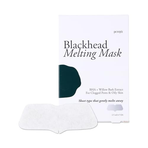 Petitfee Blackhead Melting Mask 5Ea - Gentle Nose Mask For Blackhead Dissolving Pore Tightening Exfoliating With Bha Salicylic Acid Centella Asiatica Oil Control