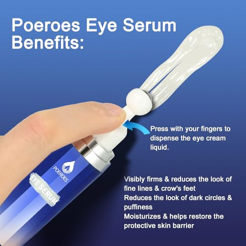 Poeroes Eye Serum With 8% Caffeine 8% Retinol Hyaluronic Acid Niacinamide Peptides For Puffy Bags Fine Lines Dark Circles Wrinkles Under Eye Cream With 360Ãƒšã‚° Roller Massage Ball 0.5 Fl. Oz