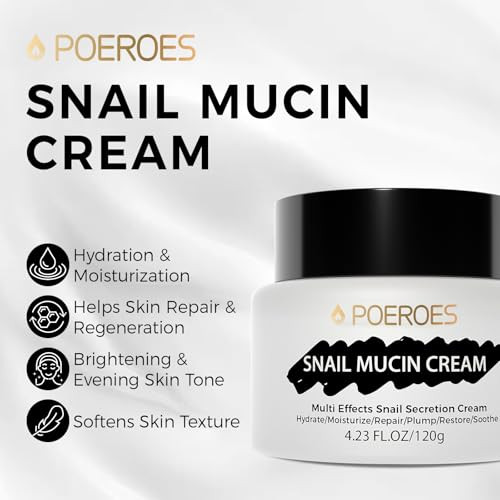 Poeroes Snail Mucin Face Cream 16.92 Fl Oz - Daily Moisturizer For Dry Sensitive Acne-Prone Skin Hydrating Lotion