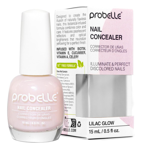 Probelle Illuminating Nail Concealer Sheer Long Lasting Brightening Nail Polish For Yellowing Discolored Nails Perfect Finish For Damaged Nails With Imperfections Vegan Gluten  Moonlight Glow