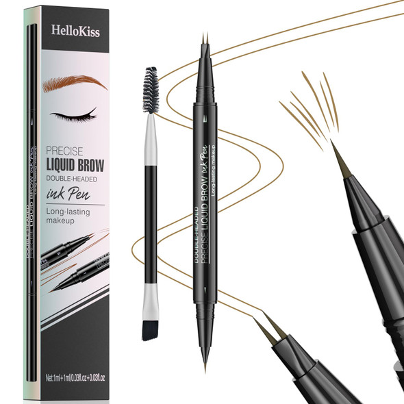 Qic Microblading Eyebrow Pencil2-In-1 Dual-Ended Eyebrow Pen With 2 Tip Brow Pen And Precise Brush-Tipnatural Waterproof And Long-Lasting Brow Pen(Light Brown)