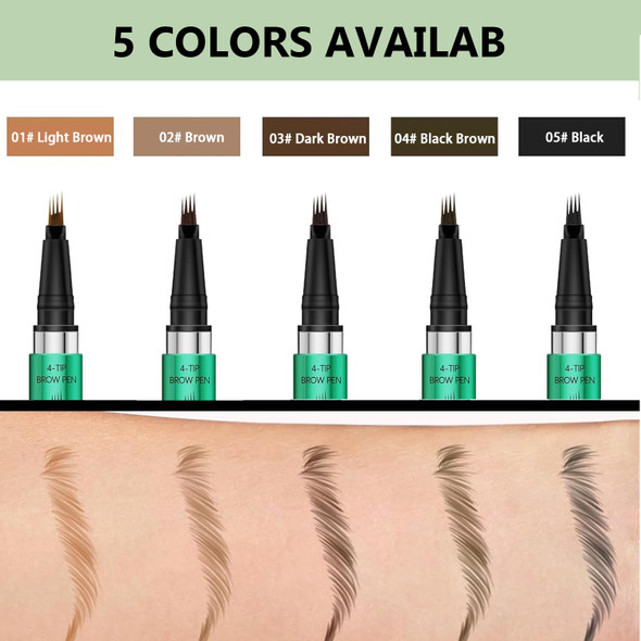 Qic Magic Eyebrow Pencil Microblading Eyebrow Pen With 4 Fork Tipwaterproof Long-Lasting Eyebrow Pen Eyebrow Brush Creates Hair Like Natural Brows Last All Day (Black)