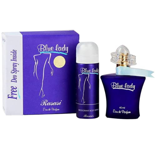 Rasasi Blue Lady For Women Edp-40Ml With Deo  Aquatic Pour Homme Spray  Unique Refreshing Mint And Citrus Notes With Warm Woody Notes