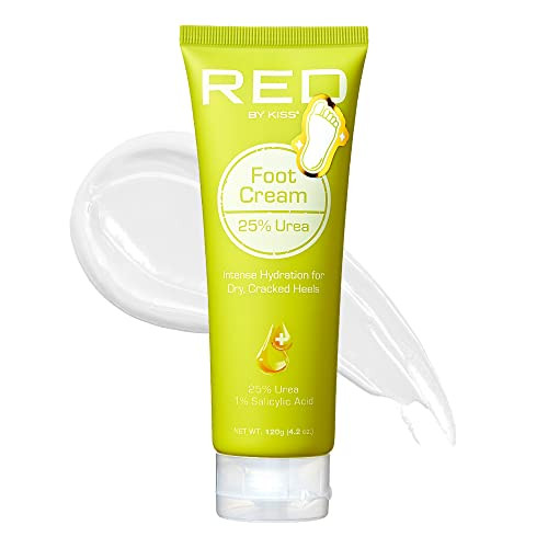 Red By Kiss 25% Urea Foot Cream- Ultra Hydrating Foot Cream With Salicylic Acid For Dry And Cracked Heels Non-Greasy Formula 4.2 Oz