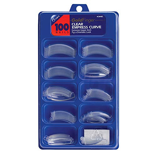 Gold Finger 100 Pcs Acrylic Clear Fake Nails Tip Empress Curve Arch Full Cover Clear Press On Nails Diy Nail Art Nail Extension Artificial French Nail