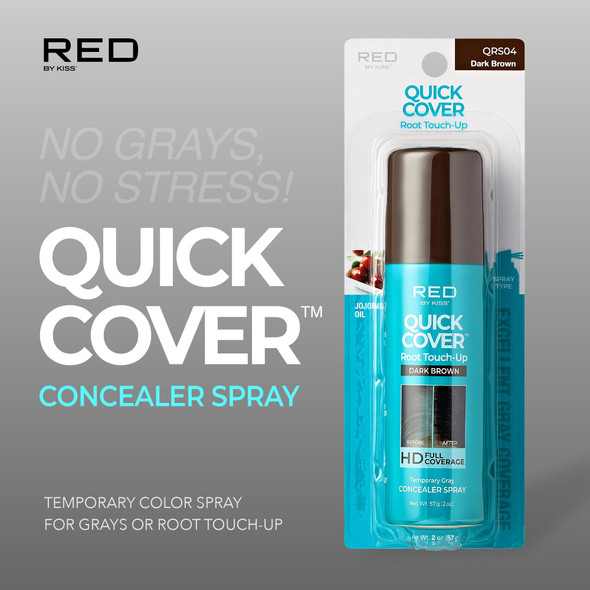 Red By Kiss Quick Cover Root Touch-Up Spray Waterproof & Smudge-Proof Gray Coverage Quick-Dry Formula With Jojoba Oil Lightweight & Travel-Friendly (Darkest Brown 2Oz)