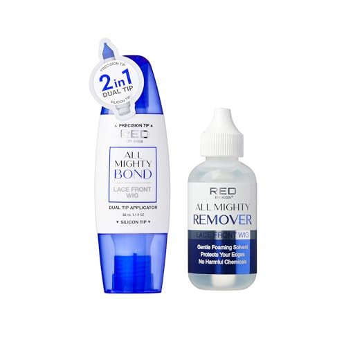 Red By Kiss All Mighty Bond Lace Front Wig Glue & Remover Set Dual Tip Applicator Instant Dry Water Resistant Strong Hold For Wigs Frontals Toupees Safe For Sensitive Skin Front Wig Remover