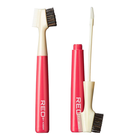 Red By Kiss Hair Brush With Edge Fixer Gel 3 In 1 Edge Control Styler For Women Boar Bristle Brush Sweet Peach