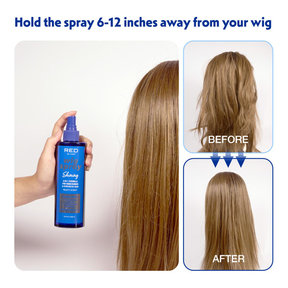 Red By Kiss Wig Spray Extra Shine & Detangling Control For Remy Human Synthetic Hair Uv & Heat Protection Ph Balance & Long-Lasting Fragrance (2Oz Sheen)