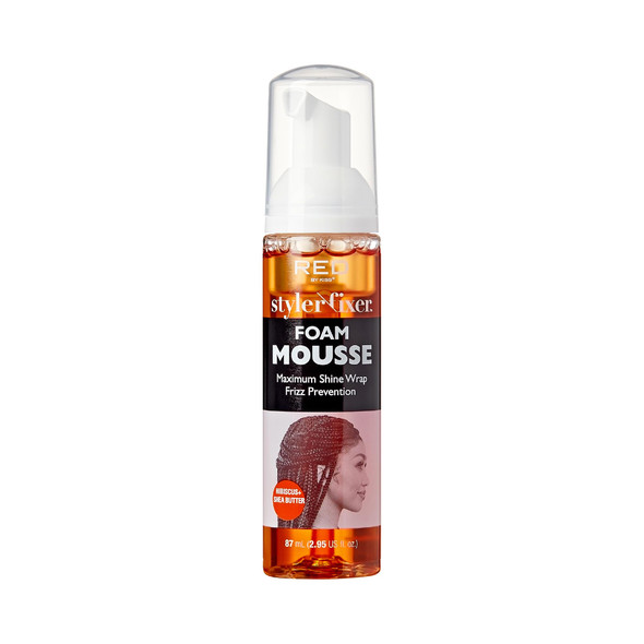 Red By Kiss Foaming Mini Travel Size Mousse Maximum Shine Wrap Mousse Reduce & Prevent Frizz Define Curls Hold Styles Nourishes Dry & Crips Hair (Hibiscus + Shea Butter)