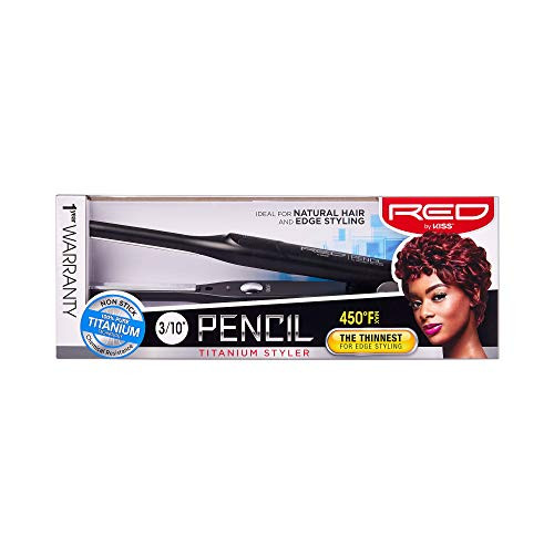 Red By Kiss Titanium Styler Pencil Flat Iron 3/10" Ãƒ¢Ã¢Š¬Ã¢‚¬Å“ Ultra-Precise Edge & Pixie Cut Styling 450Ãƒšã‚°F Max Heat Frizz- Instant Temperature Control Professional & Home Use