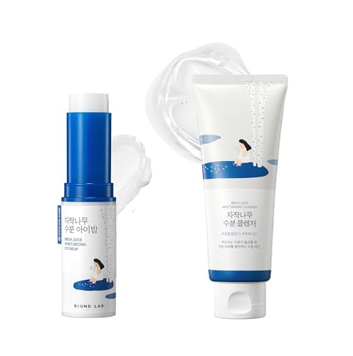 Round Lab Birch Juice Moisturizing Glow Eye Balm Stick + Birch Juice Moisturizing Cleanser Hydrating Multi Balm Soothing Low Ph Gel Type Cleanser Korean Skincare