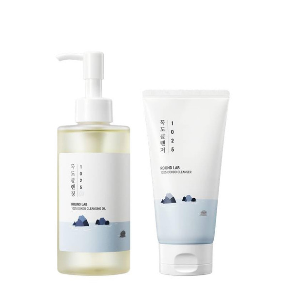 Round Lab Dokdo 2-Step Pore Purifying Cleanser Duo For Facial Cleansing 1025 Dokdo Cleansing Oil And Cleanser Makeup Blackhead Remover For Sensitive Skin Easy To Wash Korean Skin Care