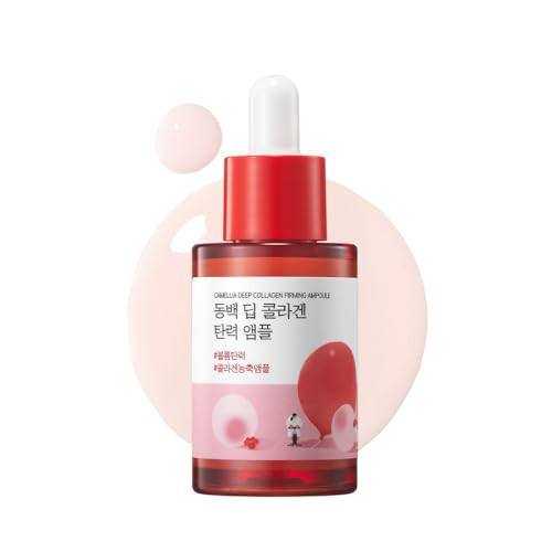 Round Lab Camellia Deep Collagen Firming Ampoule 1.01 Fl Oz Hydrating And Elasticity-Enhancing Facial Serum With Multi Collagen For Smooth Fine Line And Firm Skin Pore Tightening Korean Skincare